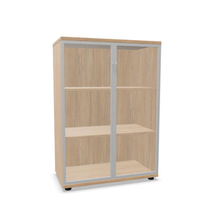 Biroja skapis NUWO GLASS, 3 plaukti, 1140x800x420 mm, konfigurējams - Ergostock.lv