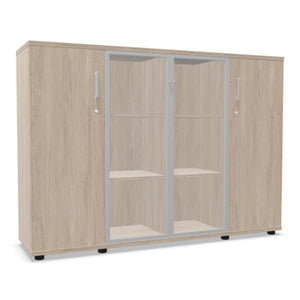Biroja skapis NUWO GLASS COMBI, 3 plaukti, 1140x1600x420 mm, konfigurējams - Ergostock.lv