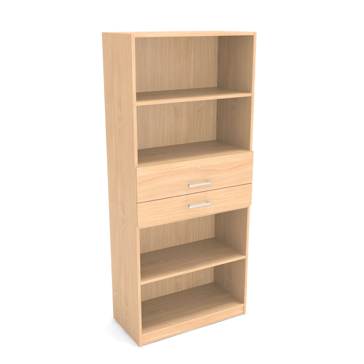 Biroja skapis PRO LINE, 2 atvilktnes+4 plaukti, 1845x800x420 mm, pamatnes rāmis, konfigurējams - Ergostock.lv