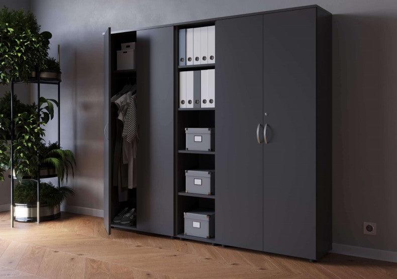 Biroja skapju komplekts Flexx Graphite, trīs skapji, kopējais platums 200 cm, grafīta