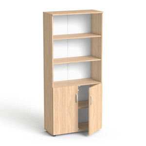 Biroja skapju komplekts Flexx One, trīs skapji, kopējais platums 256 cm, Amber Oak-Ergostock