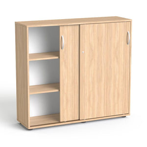 Biroja skapju komplekts Flexx One, trīs skapji, kopējais platums 256 cm, Amber Oak-Ergostock