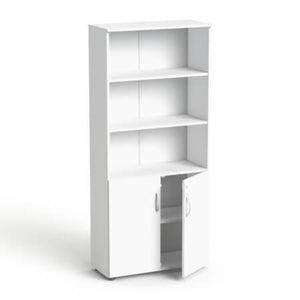 Biroja skapju komplekts Flexx One, trīs skapji, kopējais platums 256 cm, balts - Ergostock.lv