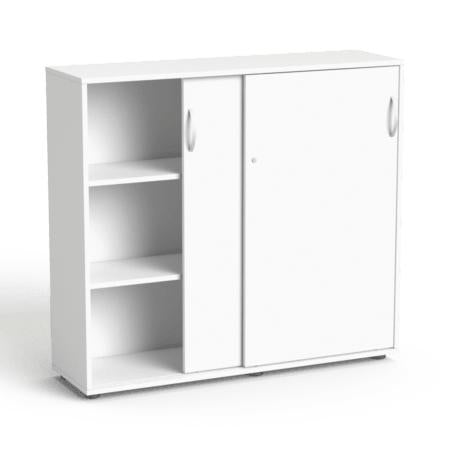 Biroja skapju komplekts Flexx One, trīs skapji, kopējais platums 256 cm, balts