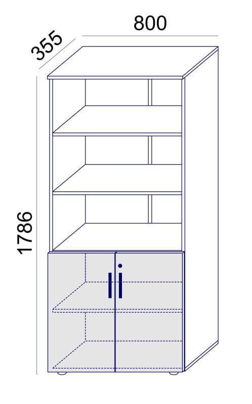 Biroja skapju komplekts Flexx One, trīs skapji, kopējais platums 256 cm, balts