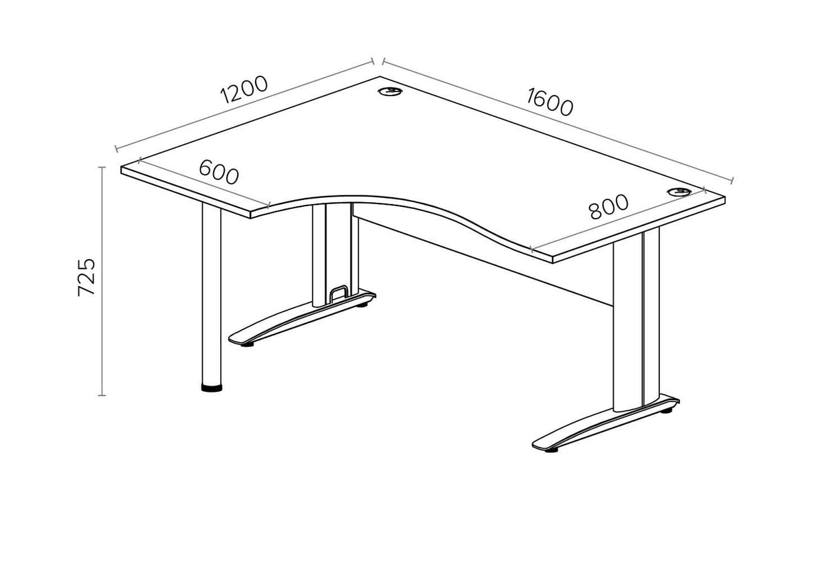 Biroja stūra galds ar nosegpaneli ARETH CORNER, 160 x 120 cm
