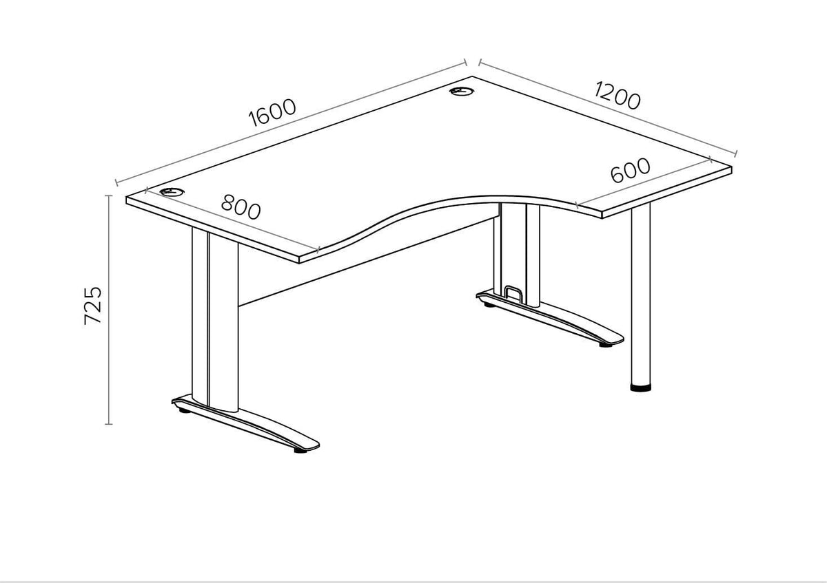 Biroja stūra galds ar nosegpaneli ARETH CORNER, 160 x 120 cm