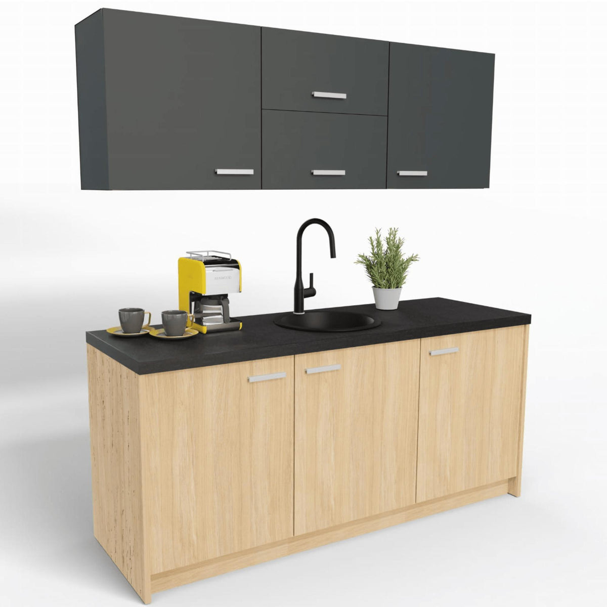 Biroja virtuve Ergostock Graphite Oak Kitchenette