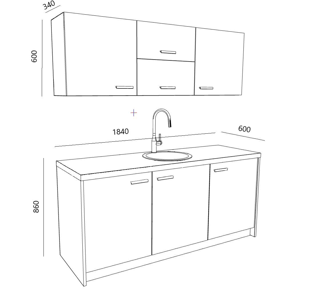 Biroja virtuve Ergostock Graphite Oak Kitchenette