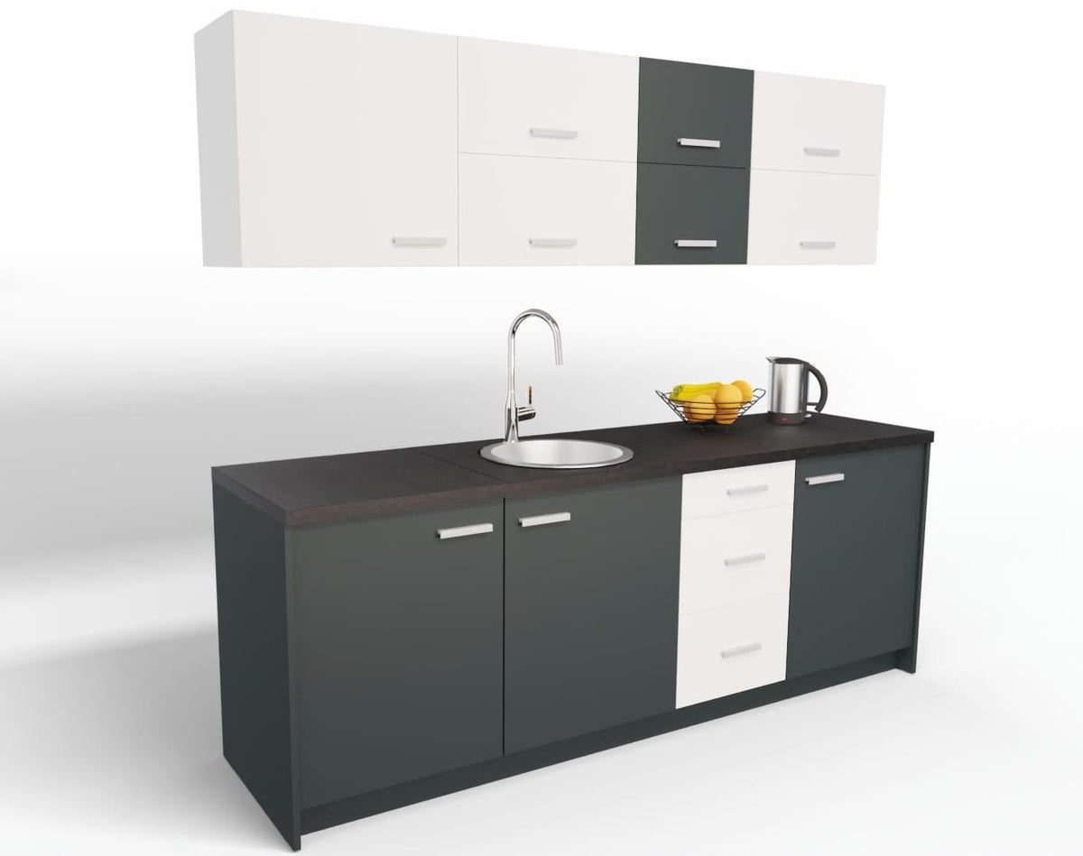 Biroja virtuve Ergostock Graphite White Kitchenette
