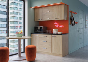 Biroja virtuve Ergostock Oak Kitchenette ar kafijas galdiņu-Ergostock