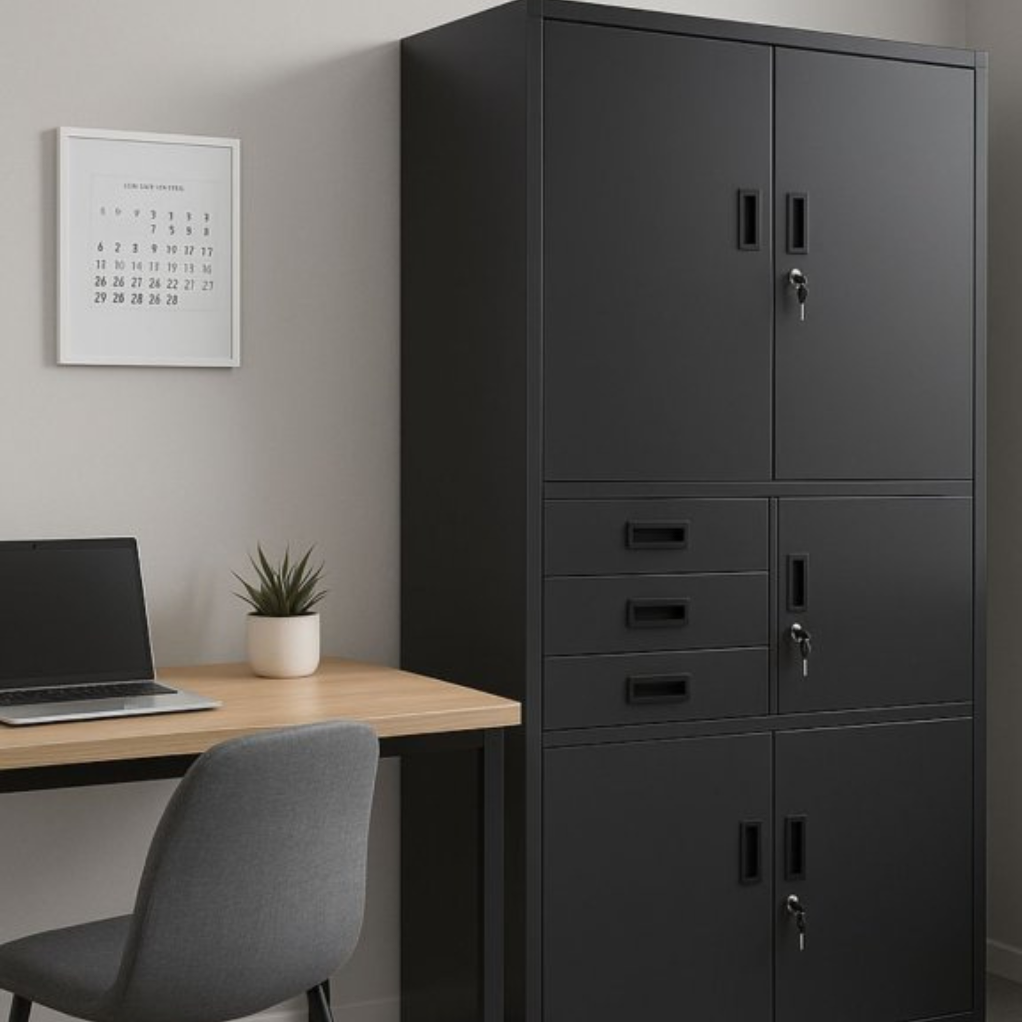 Metāla uzglabāšanas skapis ar seifu Brooklyn