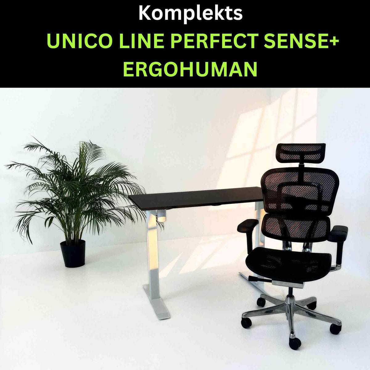 Darba vietas komplekts UNICO PERFECT SENSE BLACK Ergohuman ELITE
