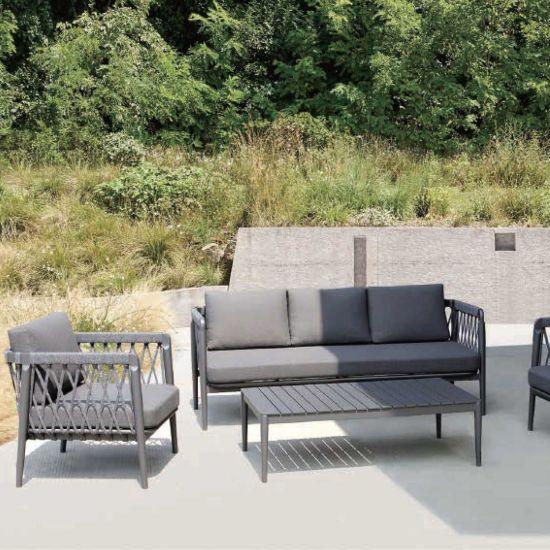 Dārza mēbeļu komplekts Home4You ANTHEM galds, dīvāns un 2 krēsli, pelēks-Ergostock