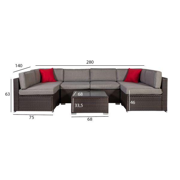 Dārza mēbeļu komplekts Home4You CLIFF moduļu dīvāns, galds-Ergostock