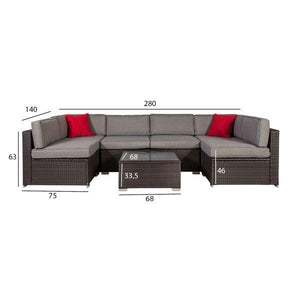 Dārza mēbeļu komplekts Home4You CLIFF moduļu dīvāns, galds-Ergostock