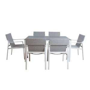 Dārza mēbeļu komplekts OSMAN galds un 6 krēsli, gaiši pelēks-Ergostock