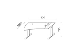 Biroja galds THEO ELEGANCE ONE, 180 x 80/100 cm - Ergostock.lv