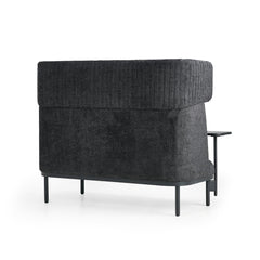 ERGOSTOCK Dīvāns Caldera Duo ar galdiņu, melns – aizmugures skats uz augstas atzveltnes dizainu ar teksturētu audumu un stabilu rāmi.