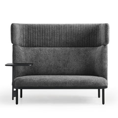 Dīvāns Caldera Duo ar galdiņu, pelēks - ERGOSTOCK ar augstu atzveltni un integrētu sānu galdiņu, ideāli piemērots biroja atpūtas zonām.