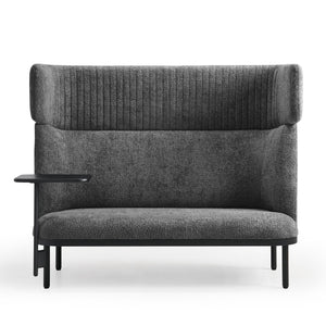 Dīvāns Caldera Duo ar galdiņu, pelēks - ERGOSTOCK ar augstu atzveltni un integrētu sānu galdiņu, ideāli piemērots biroja atpūtas zonām.