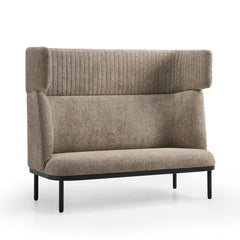 ERGOSTOCK Dīvāns Caldera Duo, bēšs ar mīkstu tekstūru un melnām metāla kājām, piemērots atpūtas zonām un birojiem