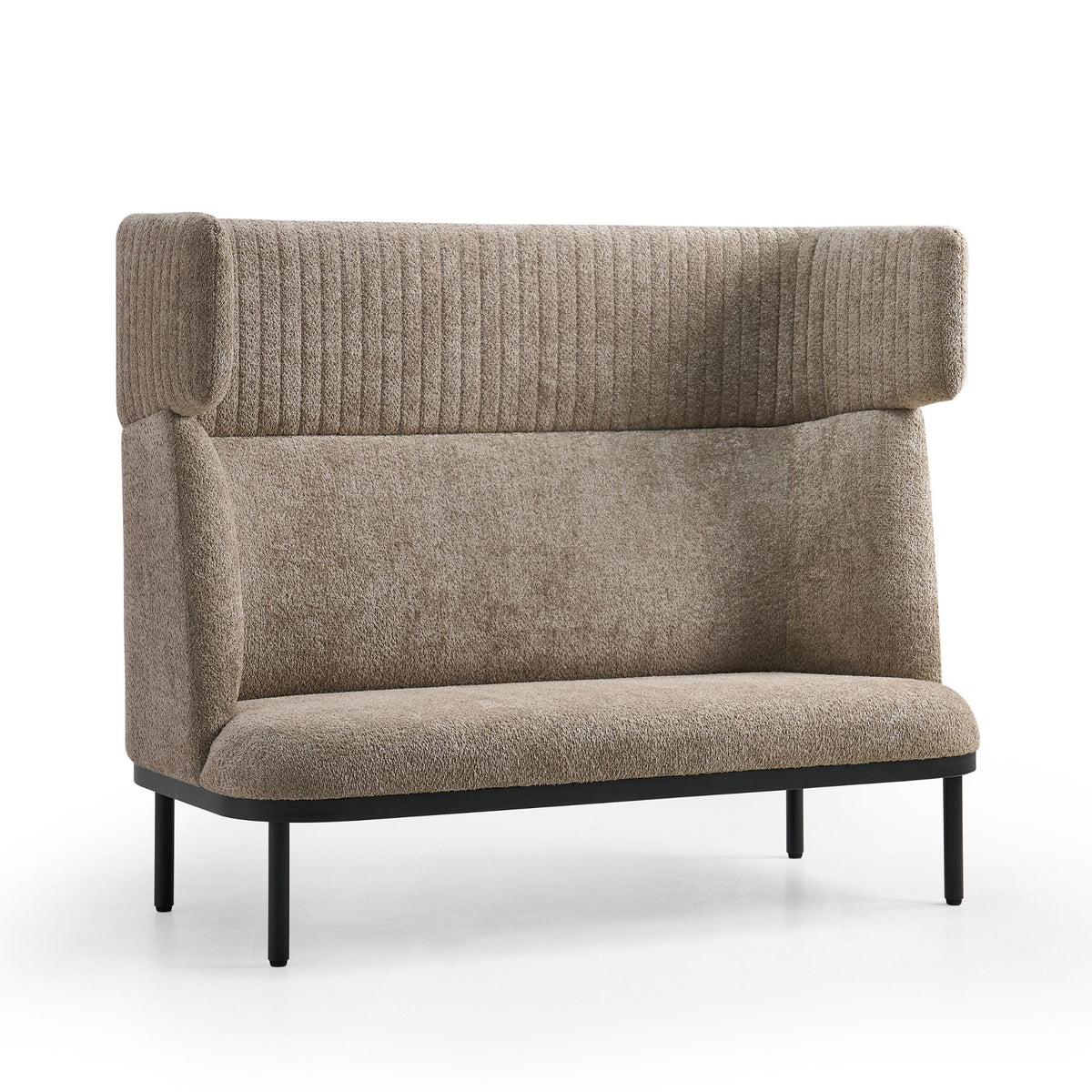 ERGOSTOCK Dīvāns Caldera Duo, bēšs ar mīkstu tekstūru un melnām metāla kājām, piemērots atpūtas zonām un birojiem