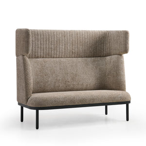 ERGOSTOCK Dīvāns Caldera Duo, bēšs ar mīkstu tekstūru un melnām metāla kājām, piemērots atpūtas zonām un birojiem