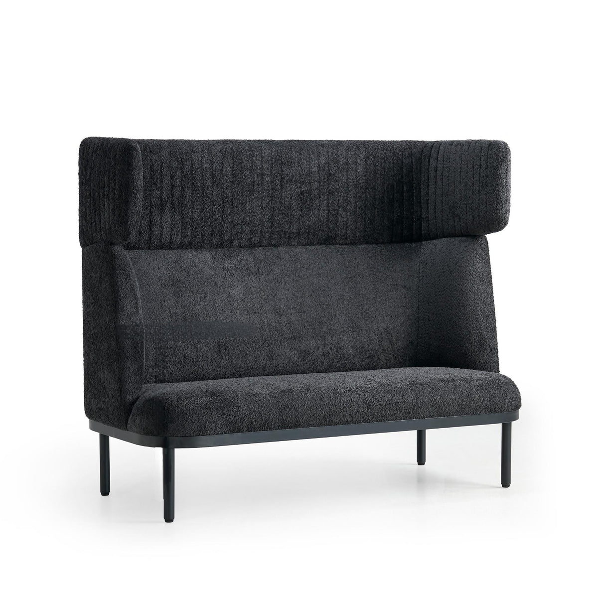 Stilīgs dīvāns Caldera Duo, melns - ERGOSTOCK ar ergonomisku dizainu un izteiktu sānu profilu, piemērots interjera papildināšanai.