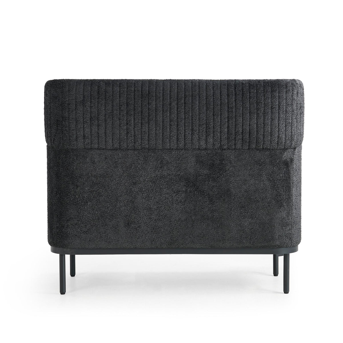 Aizmugures skats uz dīvānu Caldera Duo, melns - ERGOSTOCK ar dekoratīvu šuvumu un kvalitatīvu apdari, ideāli biroja interjeram.