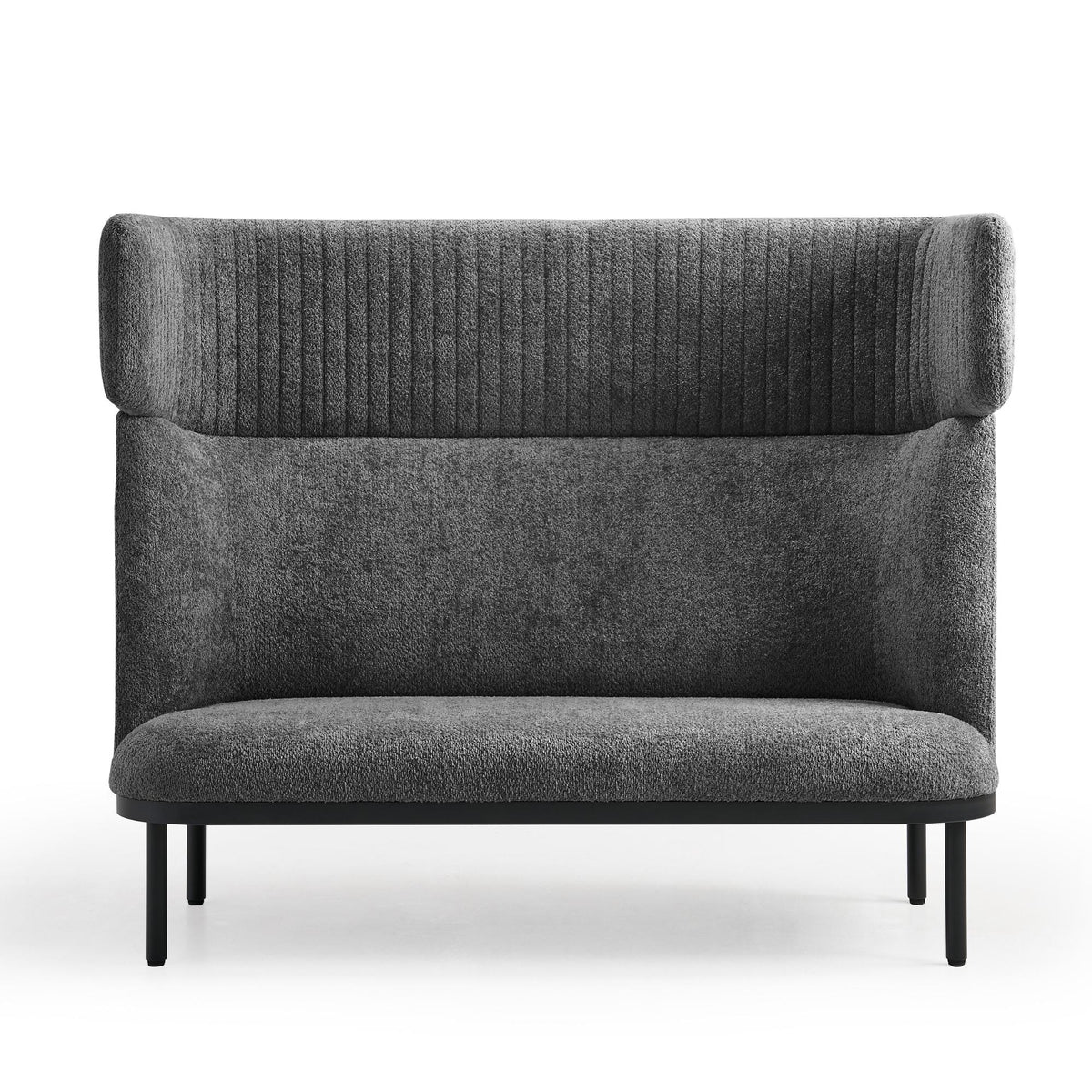 Dīvāns Caldera Duo, pelēks - ERGOSTOCK ar augstu atzveltni un mīkstu auduma apdari, ideāli piemērots biroja atpūtas zonām vai viesistabai.