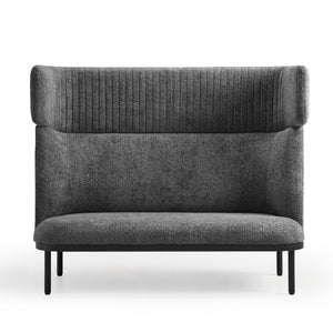 Dīvāns Caldera Duo, pelēks - ERGOSTOCK ar augstu atzveltni un mīkstu auduma apdari, ideāli piemērots biroja atpūtas zonām vai viesistabai.