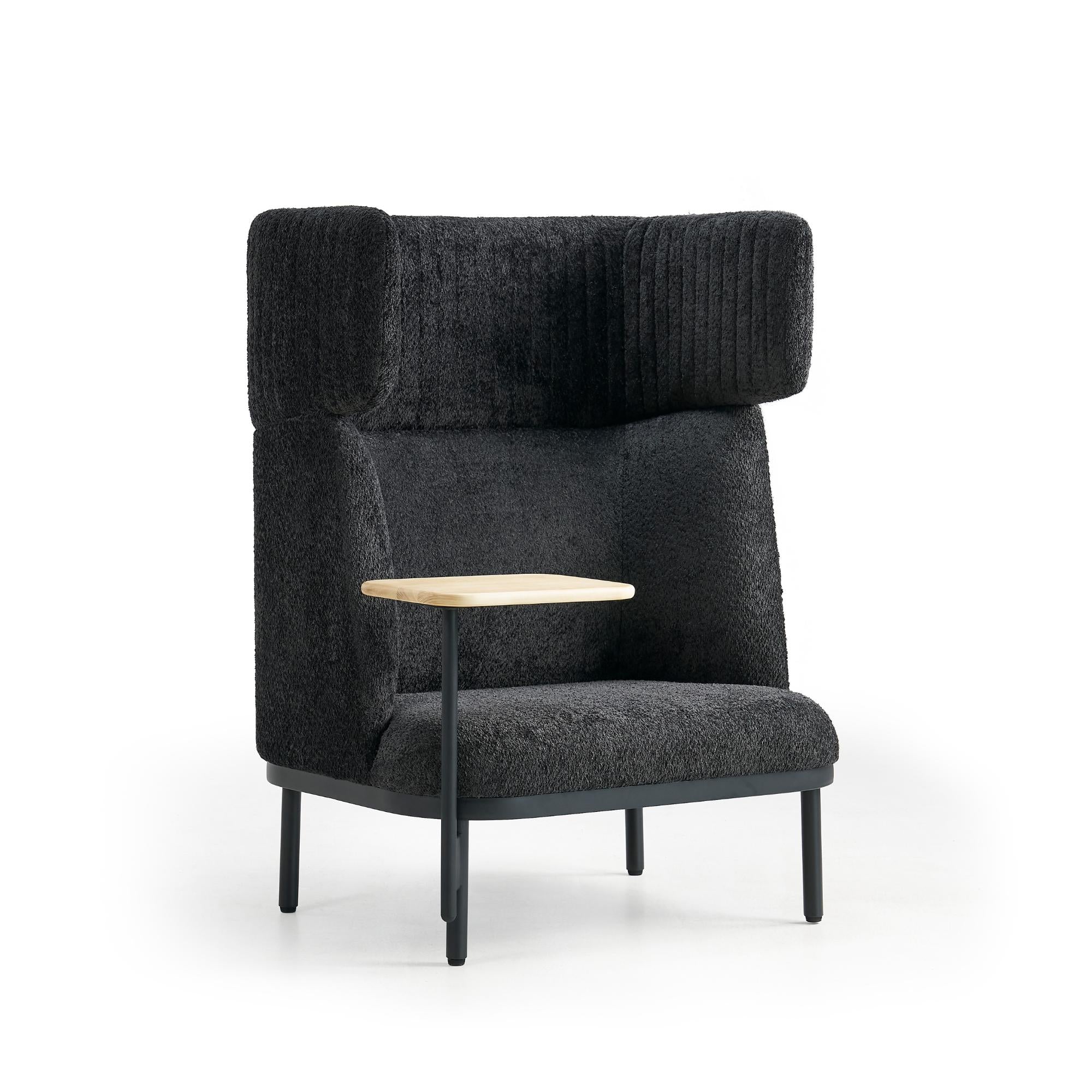 Dīvāns Caldera Single ar galdiņu, melns