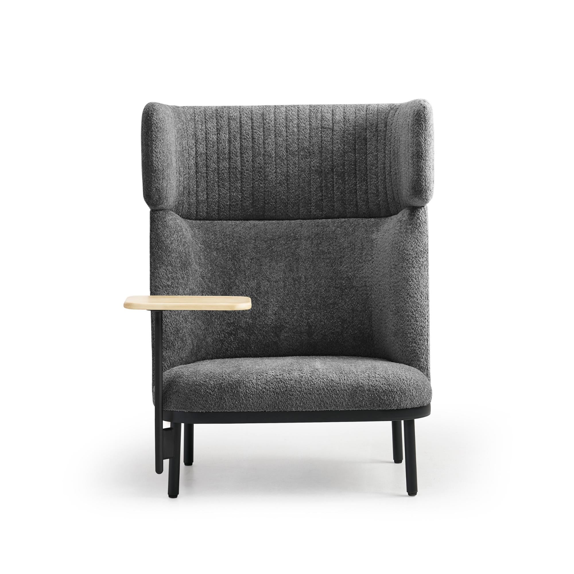 Dīvāns Caldera Single ar galdiņu, pelēks