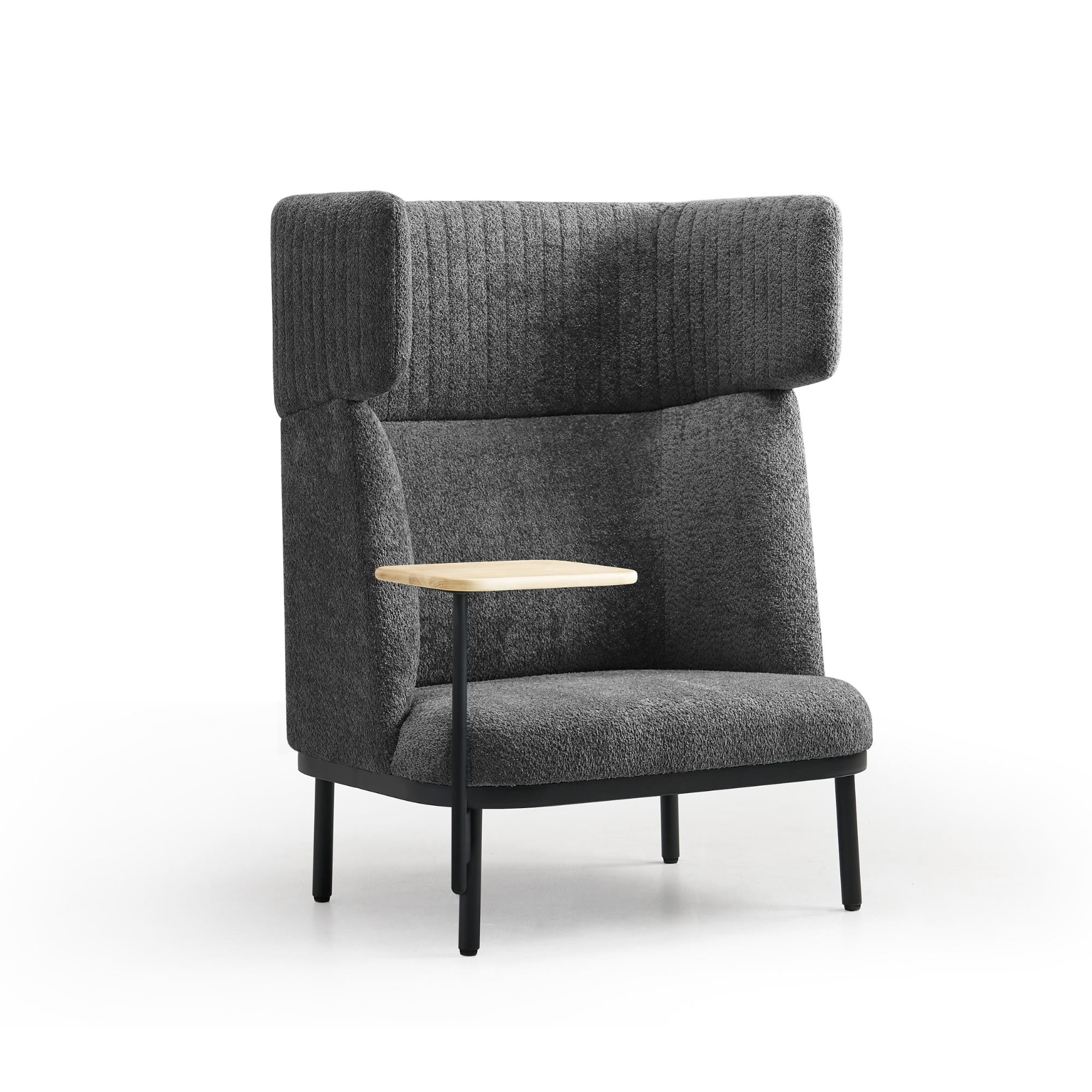 Dīvāns Caldera Single ar galdiņu, pelēks