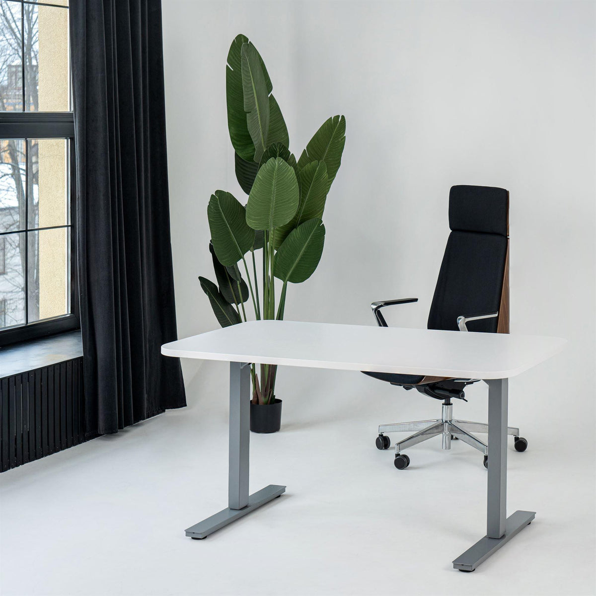 Elektriski augstumā regulējams galds Flexx Line-120 x 80-Sudraba-Ergostock