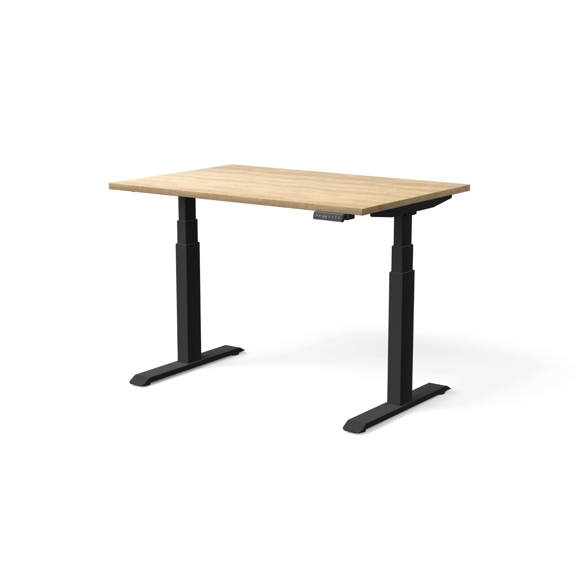 Elektriski augstumā regulējams galds MOVE PRO II, galda virsmas krāsa American oak, galda statīva tonis Melna, izmērs 120 x 80 cm