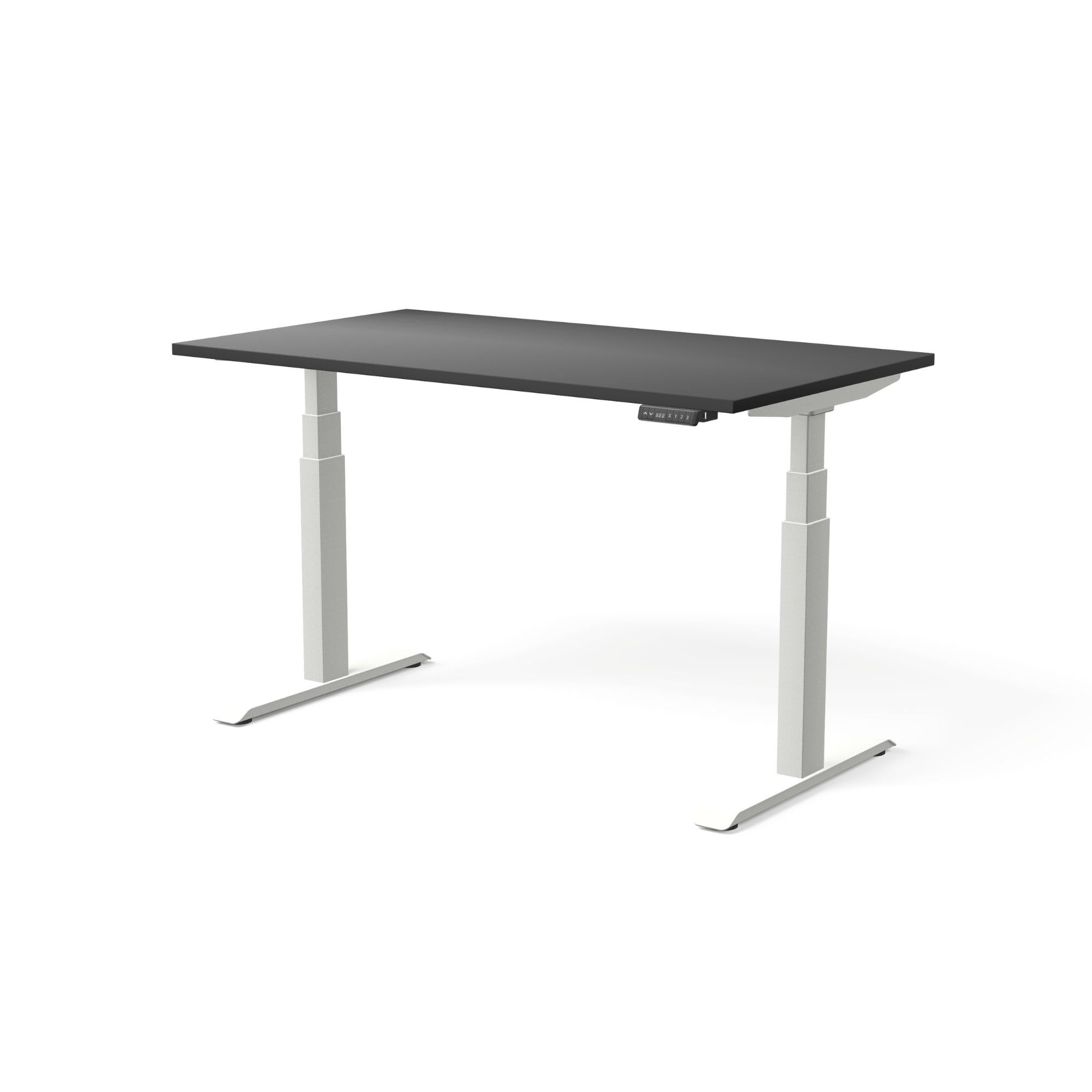Elektriski augstumā regulējams galds MOVE PRO II, galda virsmas krāsa Melna, galda statīva tonis Balta, izmērs 140 x 80 cm