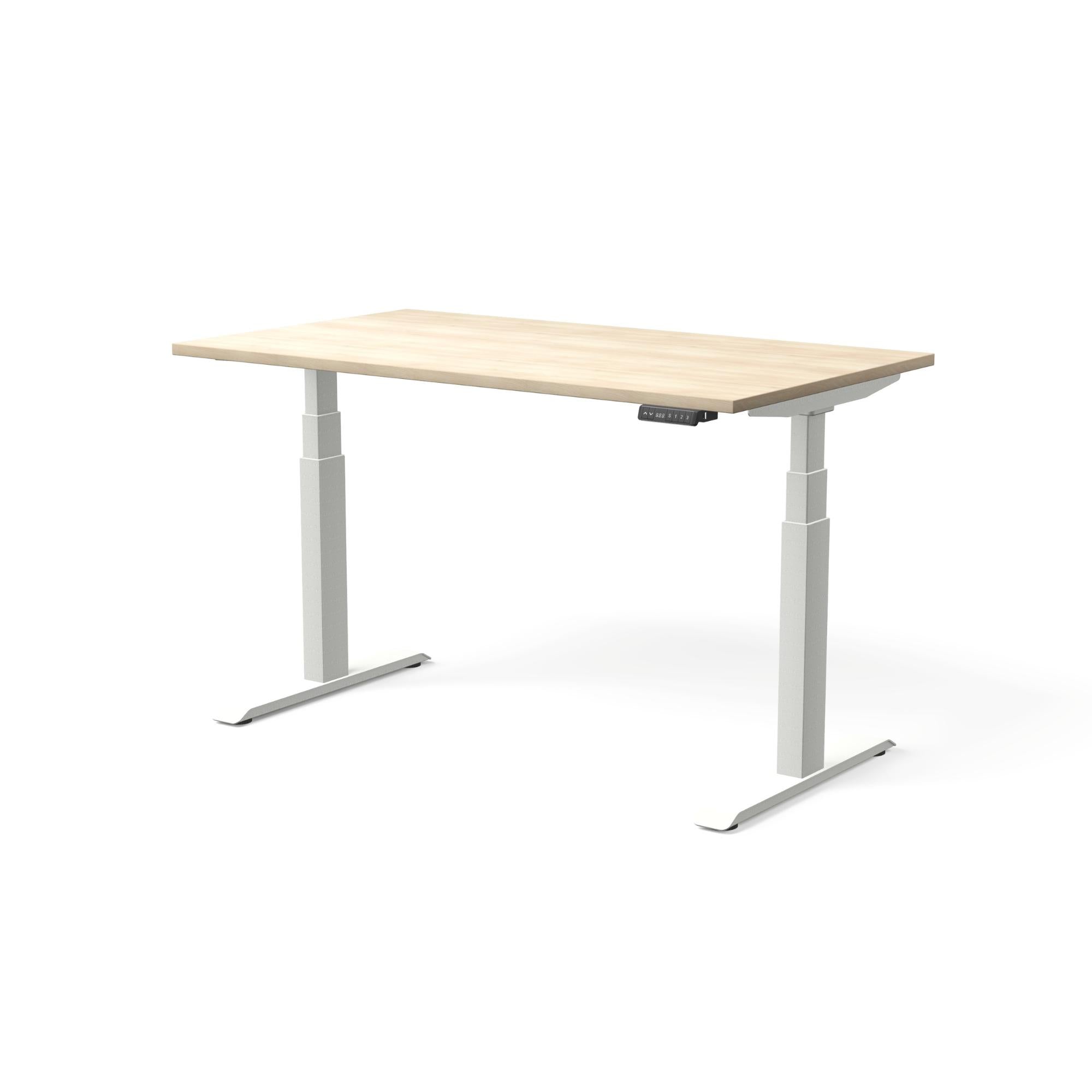 Elektriski augstumā regulējams galds MOVE PRO II, galda virsmas krāsa Nabucco, galda statīva tonis Balta, izmērs 140 x 80 cm