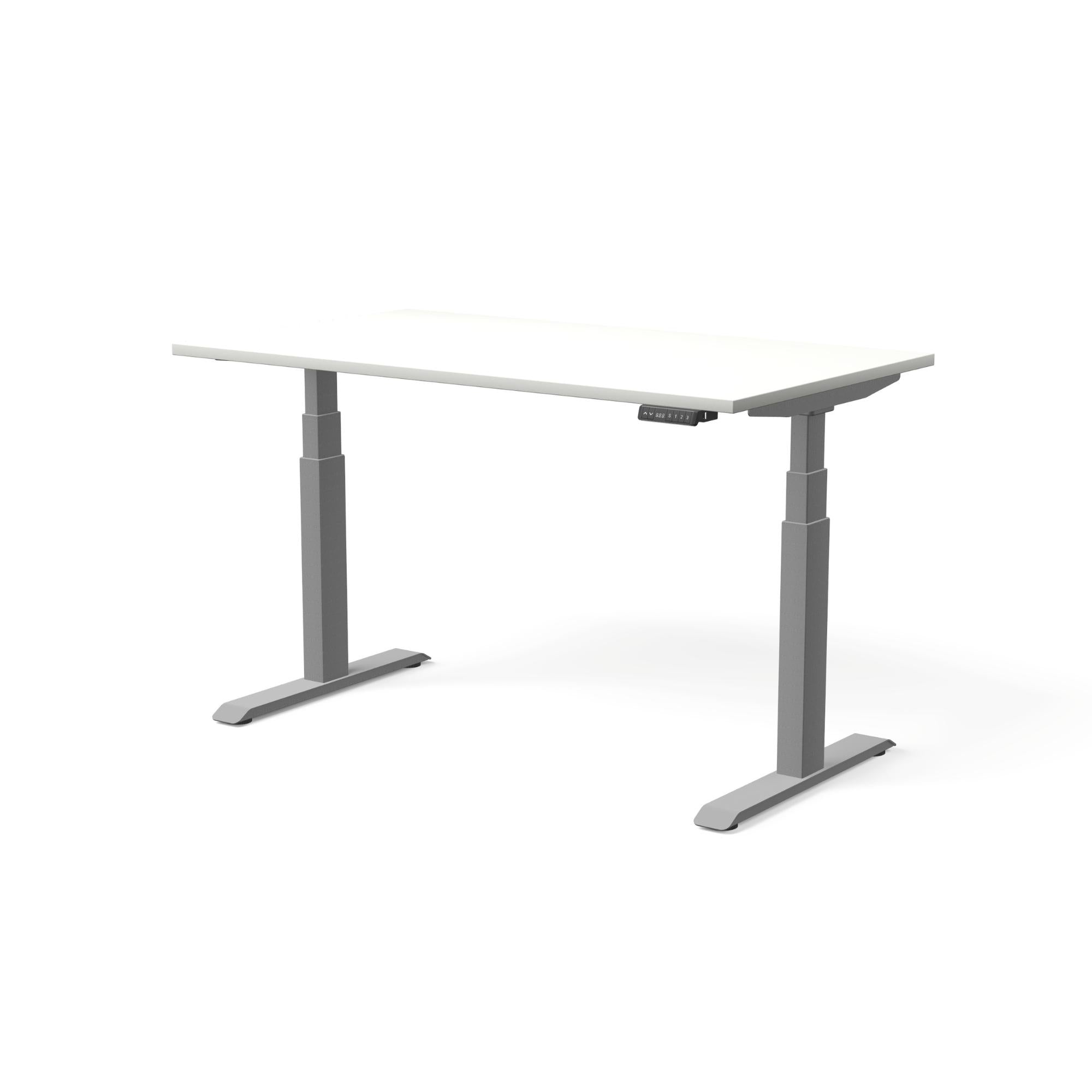Elektriski augstumā regulējams galds MOVE PRO II, galda virsmas krāsa Balta, galda statīva tonis Sudraba, izmērs 140 x 80 cm