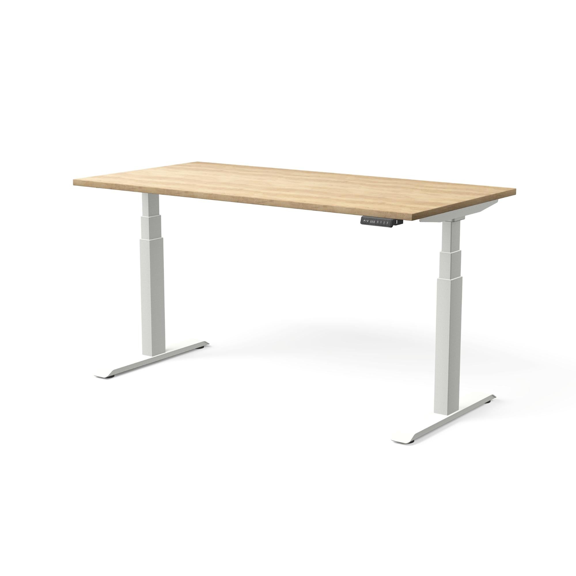 Elektriski augstumā regulējams galds MOVE PRO II, galda virsmas krāsa American oak, galda statīva tonis Balta, izmērs 160 x 80 cm