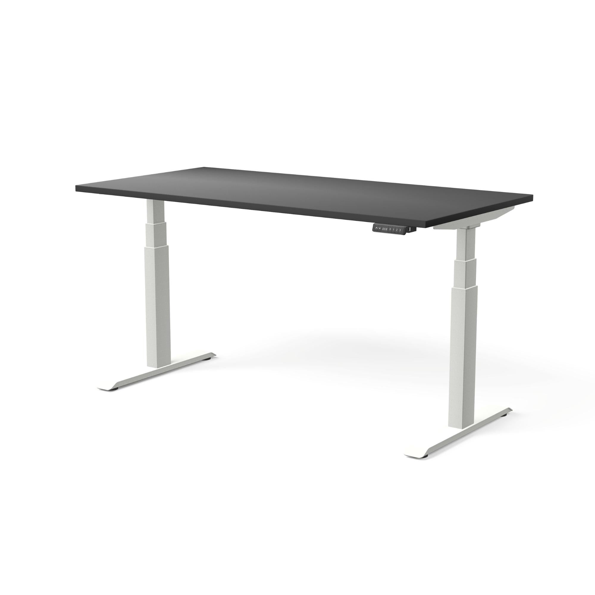 Elektriski augstumā regulējams galds MOVE PRO II, galda virsmas krāsa Melna, galda statīva tonis Balta, izmērs 160 x 80 cm