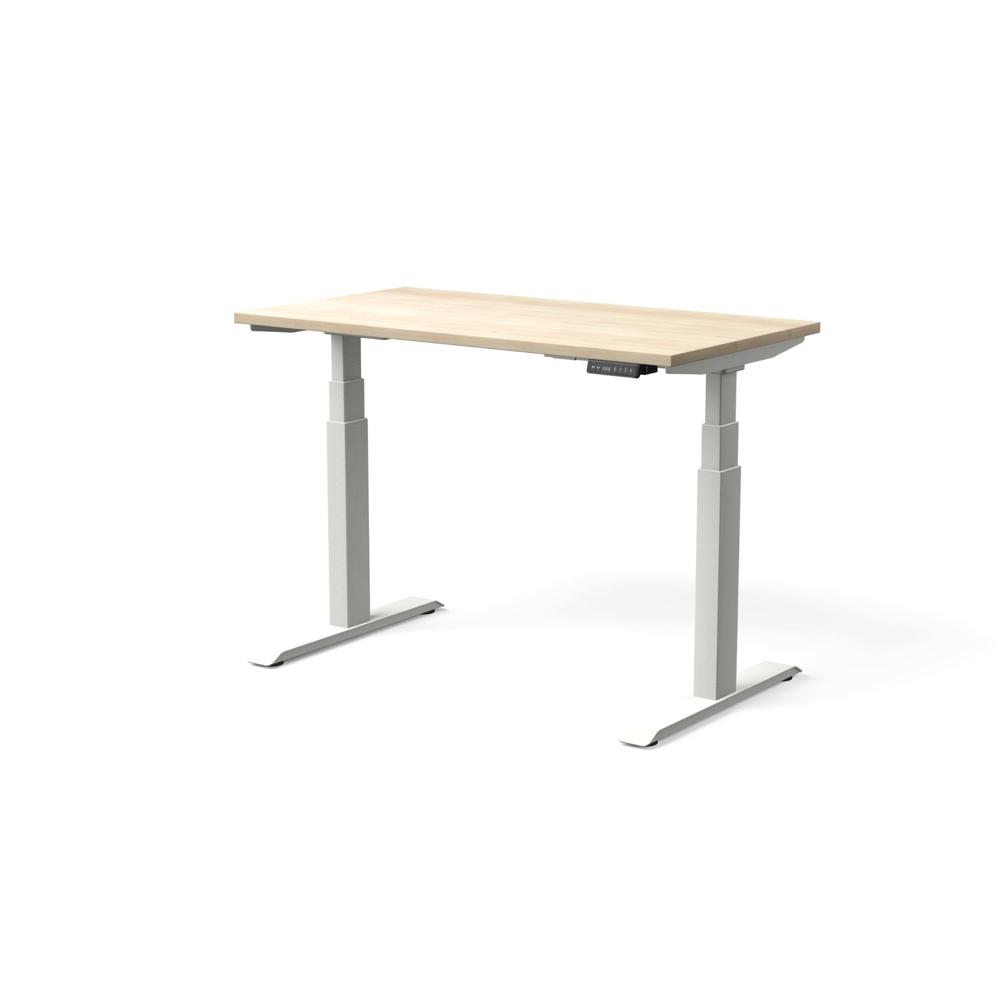 Elektriski augstumā regulējams galds MOVE PRO II, galda virsmas krāsa Nabucco, galda statīva tonis Balta, izmērs 120 x 65 cm