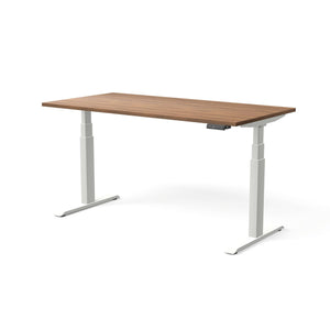 Elektriski augstumā regulējams galds MOVE PRO II, galda virsmas krāsa Riekstkoks, galda statīva tonis Balta, izmērs 160 x 80 cm