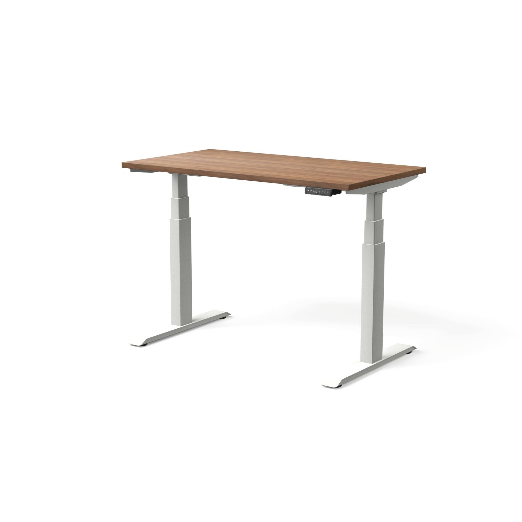 Elektriski augstumā regulējams galds MOVE PRO II, galda virsmas krāsa Riekstkoks, galda statīva tonis Balta, izmērs 120 x 65 cm