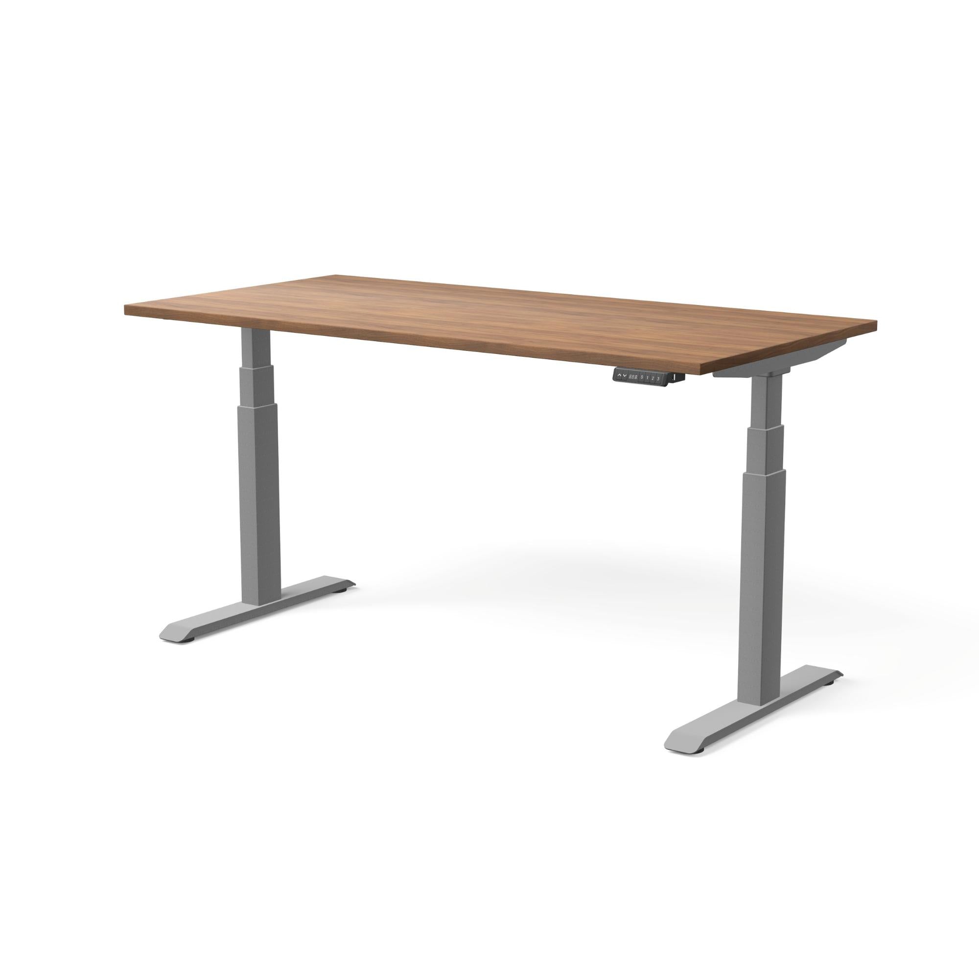 Elektriski augstumā regulējams galds MOVE PRO II, galda virsmas krāsa Riekstkoks, galda statīva tonis Sudraba, izmērs 160 x 80 cm