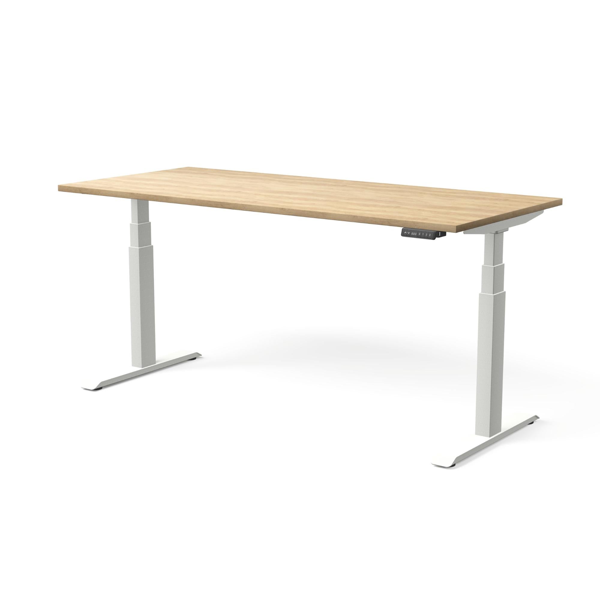 Elektriski augstumā regulējams galds MOVE PRO II, galda virsmas krāsa American oak, galda statīva tonis Balta, izmērs 180 x 80 cm