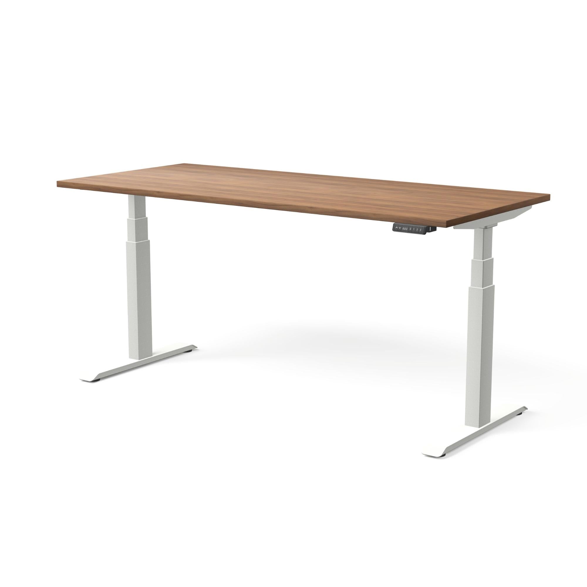 Elektriski augstumā regulējams galds MOVE PRO II, galda virsmas krāsa Riekstkoks, galda statīva tonis Balta, izmērs 180 x 80 cm