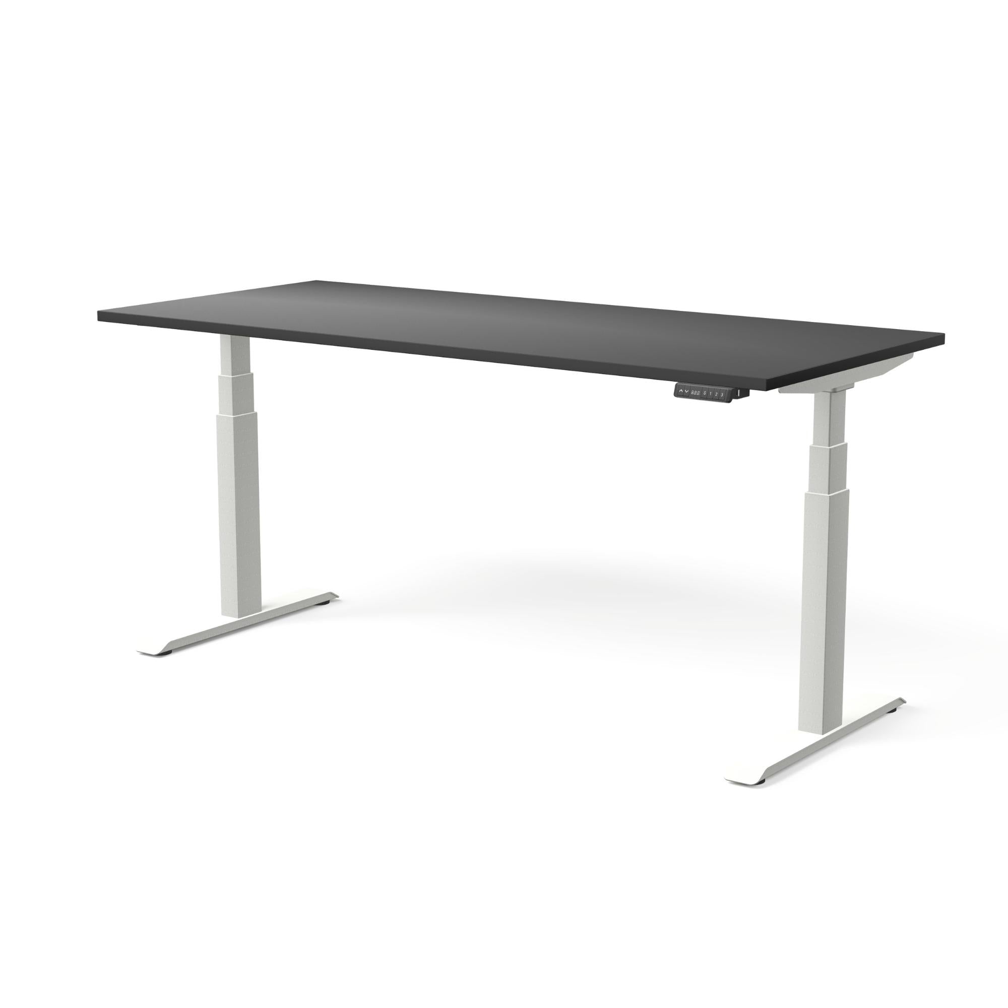 Elektriski augstumā regulējams galds MOVE PRO II, galda virsmas krāsa Melna, galda statīva tonis Balta, izmērs 180 x 80 cm