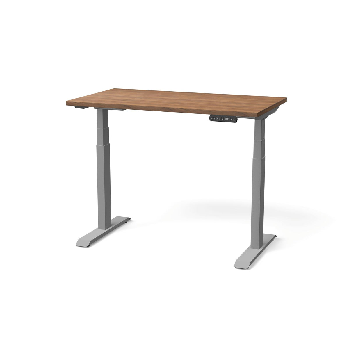 Elektriski augstumā regulējams galds NUWO GEN2 – Riekstkoks / Sudraba / 110 x 60